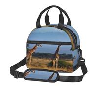 Borsa termica per il pranzo, per donne e uomini, riutilizzabile, con giraffa Kilimangiaro Mount Africa, borsa per il pranzo per il lavoro e picnic