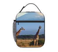 Borsa termica per il pranzo, per donne e uomini, riutilizzabile, con giraffa Kilimangiaro Mount Africa, borsa per il pranzo per il lavoro e picnic