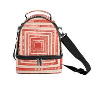 Borsa termica per il pranzo per donne e uomini, riutilizzabile, con motivo astratto labirinto, con tracolla regolabile, contenitore per il pranzo per ufficio, picnic, viaggi