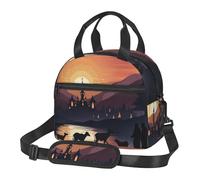 Borsa termica per il pranzo, per donne e uomini, riutilizzabile, con scena natalizia, borsa tote per il lavoro e picnic