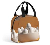 Borsa termica per il pranzo, per donne e uomini, riutilizzabile, con tasca frontale, ci sono uova nella ciotola, a prova di perdite, borsa termica per ufficio, lavoro, viaggi, picnic