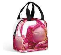 Borsa termica per il pranzo, per donne e uomini, riutilizzabile, con tasca frontale, petali che cadono dai fiori, a tenuta stagna, per ufficio, lavoro, viaggi, picnic