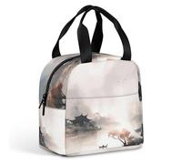 Borsa termica per il pranzo, per donne e uomini, riutilizzabile, con tasca frontale, romantica, vista fiume, a prova di perdite, per ufficio, lavoro, viaggi, picnic