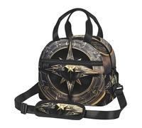 Borsa termica per il pranzo per donne e uomini, riutilizzabile, con tracolla regolabile, design magico, rune norrene, bussola, borsa termica grande, a prova di perdite, per ufficio e viaggio