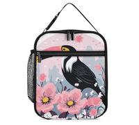 Borsa termica per il pranzo, per donne e uomini, riutilizzabile, con tucano e fiori, borsa per il pranzo per il lavoro e picnic