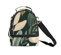 Borsa termica per il pranzo per donne e uomini, riutilizzabile, elegante motivo floreale, con tracolla regolabile, contenitore per il pranzo per ufficio, picnic, viaggi