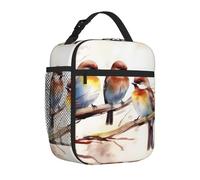 Borsa termica per il pranzo per donne e uomini, riutilizzabile, piccola borsa per il pranzo, uccelli che riposano sul ramo di un albero, borsa per il pranzo portatile per lavoro e picnic