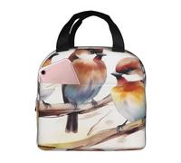 Borsa termica per il pranzo per donne e uomini, riutilizzabile, piccola borsa per il pranzo, uccelli che riposano sul ramo di un albero, borsa per il pranzo portatile per lavoro e picnic