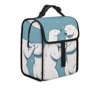 Borsa termica per il pranzo per donne e uomini, scatola per il pranzo con orso bianco cartoni animati borse tote per il lavoro