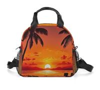 Borsa termica per il pranzo, per donne e uomini, tramonto e alberi di cocco, a prova di perdite, riutilizzabile, isolata, portatile, per lavoro, ufficio, picnic
