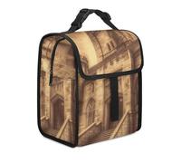 Borsa termica per il pranzo per donne e uomini, vintage, castello medievale, borsa tote per il lavoro