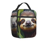 Borsa termica per il pranzo, per donne, per uomini, con bradipo adulto che sbircia da dietro un ramo di albero, riutilizzabile, portatile, per ufficio, viaggi, lavoro, picnic, campeggio, borsa termica