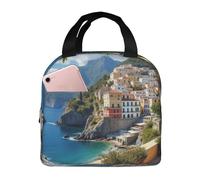 Borsa termica per il pranzo, per donne, per uomini e adulti, con vista sul ponte di una città costiera, specchio d'acqua, riutilizzabile, portatile, per ufficio, viaggi, lavoro, picnic, campeggio, bor