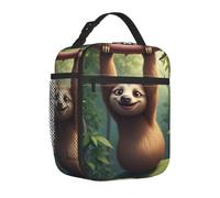 Borsa termica per il pranzo, per donne, per uomini, per adulti, a forma di bradipo appeso a testa in giù, su un ramo di albero, riutilizzabile, portatile, per ufficio, viaggi, lavoro, picnic, campeggi