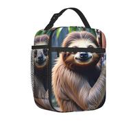 Borsa termica per il pranzo, per donne, per uomini, per adulti, a forma di bradipo appeso a testa in giù, su un ramo di albero, riutilizzabile, portatile, per ufficio, viaggi, lavoro, picnic, campeggi