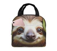 Borsa termica per il pranzo, per donne, per uomini, per adulti, con bradipo divertente che sbircia da dietro un ramo di albero, riutilizzabile, portatile, per ufficio, viaggi, lavoro, picnic, campeggi