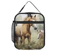 Borsa termica per il pranzo, per donne, uomini, animali, ricami, cavalli, borsa per il pranzo, riutilizzabile, per ufficio e campeggio
