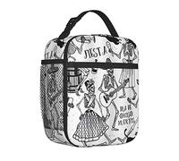 Borsa termica per il pranzo, per donne/uomini, con ballerini del giorno dei morti, donna e uomo, scheletro che suona musica Desi, isolata, riutilizzabile, per ufficio, lavoro, scuola, picnic, spiaggia
