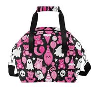 Borsa termica per il pranzo per giovani donne riutilizzabile borsa termica per il pranzo con tracolla rimovibile per lavoro, picnic, spiaggia o viaggi Orso fantasmi rosa nero compleanno cartone