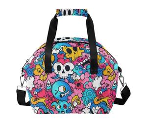 Borsa termica per il pranzo, per il lavoro e i viaggi, con simpatici mostri blu e graffiti