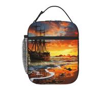 Borsa termica per il pranzo per le donne e gli uomini borsa termica riutilizzabile borsa termica pirata nave al tramonto Borsa per il pranzo per il lavoro Picnic