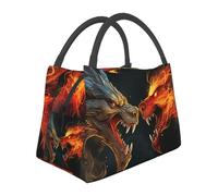 Borsa termica per il pranzo per uomini donne adulti riutilizzabile Lunch Box Chic Cool Two Fighting Roaring Dragon Borsa termica a tenuta stagna grande capacità contenitori per il pranzo per ufficio