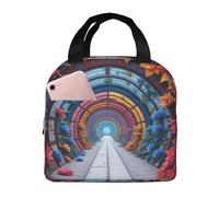 Borsa termica per il pranzo, per uomini e adulti, con tunnel di fiori colorati e luce arcobaleno, riutilizzabile, portatile, per ufficio, viaggi, lavoro, picnic, campeggio, borsa termica a tenuta stag