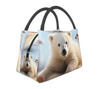 Borsa termica per il pranzo per uomini e donne adulti riutilizzabile Lunch Box carino orso polare animali borsa termica a tenuta stagna grande capacità contenitori per il pranzo per ufficio lavoro