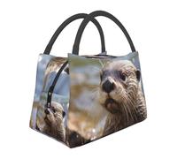 Borsa termica per il pranzo per uomini e donne adulti riutilizzabile Lunch Box lontra che gioca in acqua borsa termica a tenuta stagna grande capacità contenitori per il pranzo per il pranzo borse per