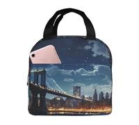 Borsa termica per il pranzo per uomini e donne adulti riutilizzabile Lunch Box Moon Light New York City Borsa termica a tenuta stagna grande capacità contenitori per il pranzo per ufficio lavoro