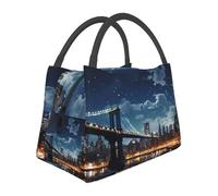 Borsa termica per il pranzo per uomini e donne adulti riutilizzabile Lunch Box Moon Light New York City Borsa termica a tenuta stagna grande capacità contenitori per il pranzo per ufficio lavoro