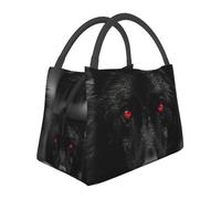 Borsa termica per il pranzo per uomini e donne adulti riutilizzabile scatola per il pranzo nero rosso lupo dagli occhi rossi borsa termica a tenuta stagna grande capacità contenitori per il pranzo per