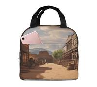 Borsa termica per il pranzo per uomini e donne adulti riutilizzabile scatola per il pranzo Old Wild West Cowboy Town borsa termica a tenuta stagna grande capacità contenitori per il pranzo per ufficio