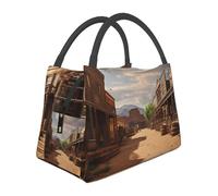 Borsa termica per il pranzo per uomini e donne adulti riutilizzabile scatola per il pranzo Old Wild West Cowboy Town borsa termica a tenuta stagna grande capacità contenitori per il pranzo per ufficio