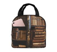 Borsa termica per il pranzo per uomini e donne adulti riutilizzabile scatola per il pranzo vecchi libri in biblioteca borsa termica a tenuta stagna grande capacità contenitori per il pranzo per