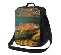 Borsa termica per il pranzo per uomini e donne, Brook trota, pesca a mosca, scatola per il pranzo per ufficio, lavoro, picnic, a prova di perdite, con tracolla, per adulti, borsa riutilizzabile per il