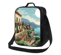 Borsa termica per il pranzo per uomini e donne, contenitore per il pranzo estivo mediterraneo per ufficio, lavoro, picnic, a prova di perdite, con tracolla, per adulti, borsa riutilizzabile per il