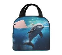 Borsa termica per il pranzo per uomini e donne, da lavoro, blu ghiaccio oceano carino delfino morbido piccolo contenitore per il pranzo per adulti per uomini e donne, borsa termica alla moda per