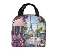 Borsa termica per il pranzo per uomini e donne, da lavoro, caffè parigino con Eiffel, morbida borsa termica per viaggi, piccola scatola per il pranzo per adulti, alla moda, per uomini, donne, uomini
