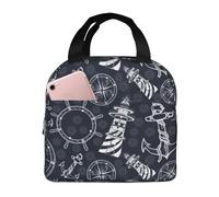 Borsa termica per il pranzo per uomini e donne, da lavoro, con ancora e faro, morbida borsa termica per viaggi, piccola borsa per il pranzo per adulti, alla moda, per uomini, donne, uomini