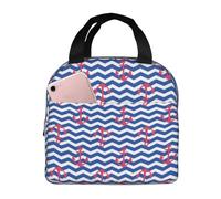 Borsa termica per il pranzo per uomini e donne, da lavoro, con ancora nautiche, piccola scatola portapranzo per adulti, unisex, impermeabile, morbida borsa termica per viaggi, borsa per il pranzo per