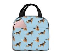 Borsa termica per il pranzo per uomini e donne, da lavoro, con cane pastore tedesco, blu, morbida, piccola scatola per il pranzo per adulti per uomini e donne, borsa termica alla moda per viaggi