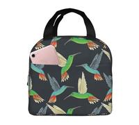 Borsa termica per il pranzo per uomini e donne, da lavoro, con colibrì blu e verde, morbida borsa termica per viaggi, impermeabile, piccola scatola per il pranzo per adulti per uomini e donne, borsa