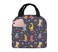 Borsa termica per il pranzo per uomini e donne, da lavoro, con dinosauro colorato arcobaleno, piccola scatola portapranzo per adulti, unisex, impermeabile, morbida borsa termica per viaggi, borsa per