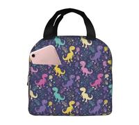 Borsa termica per il pranzo per uomini e donne, da lavoro, con dinosauro colorato D, morbida borsa termica per viaggi, impermeabile, piccola scatola per il pranzo per adulti, per uomini e donne, borsa