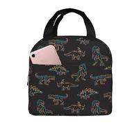 Borsa termica per il pranzo per uomini e donne, da lavoro, con dinosauro fluo, piccola scatola portapranzo per adulti, unisex, impermeabile, morbida borsa termica per viaggi, borsa per il pranzo per