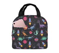 Borsa termica per il pranzo per uomini e donne, da lavoro, con dinosauro spaziale colorato, piccola scatola portapranzo per adulti, unisex, impermeabile, morbida borsa termica per viaggi, borsa per il