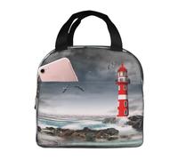 Borsa termica per il pranzo per uomini e donne, da lavoro, con faro 3D nel surf, morbida borsa termica per viaggi, piccola scatola per il pranzo per adulti, alla moda, per uomini, donne, uomini