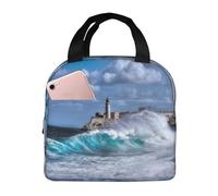 Borsa termica per il pranzo per uomini e donne, da lavoro, con faro in avana, morbida, piccola, per adulti, per uomini e donne, borsa termica alla moda per viaggi, borsa per il pranzo per donne e