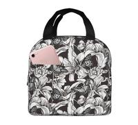 Borsa termica per il pranzo per uomini e donne, da lavoro, con fiori di gigli, farfalle, morbida borsa termica per viaggi, impermeabile, piccola scatola per il pranzo per adulti per uomini e donne